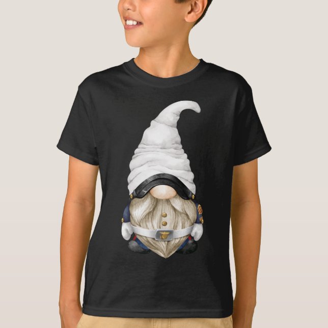 Cute Soldier Gnome For Patriotic Women And Militar T-Shirt (Front)