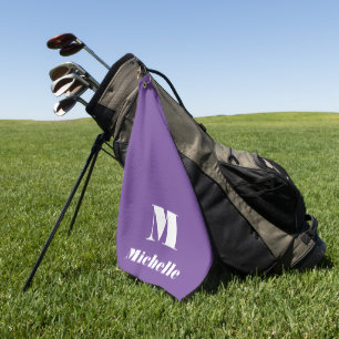 Cute Solid Colour Purple Name Initial Letter Golf Towel