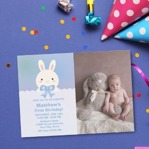 Cute Some Bunny is One Baby's First Birthday Photo Invitation
