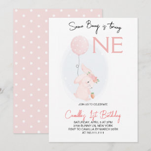 Cute Some Bunny is Turning One Birthday Invitation