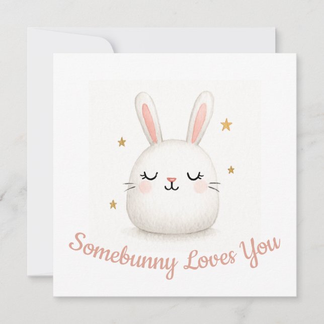 Cute Somebunny Loves You Customisable Bunny Holiday Card (Front)