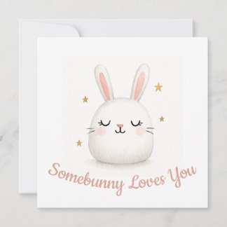 Cute Somebunny Loves You Customisable Bunny Holiday Card