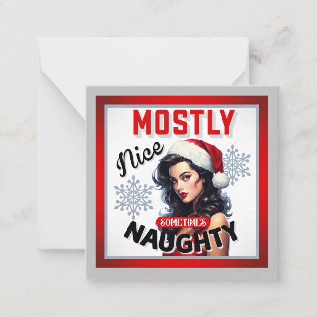 Cute Sometimes Naughty Retro Christmas Pinup Card (Front)