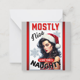 Cute Sometimes Naughty Retro Christmas Pinup Card