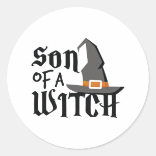 Cute Son Of A Witch Halloween Shirt Boys Wizard Wi Classic Round Sticker