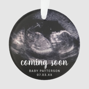 Cute Sonogram Photo Pregnancy Reveal Christmas Ornament
