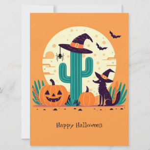 Cute, southwestern Halloween desert/cactus Holiday Card