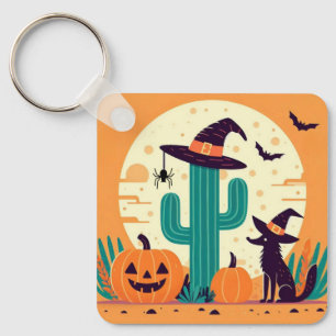 Cute, southwestern Halloween desert/cactus Key Ring