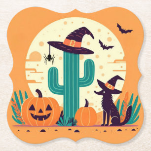 Cute, southwestern Halloween desert/cactus Paper Coaster
