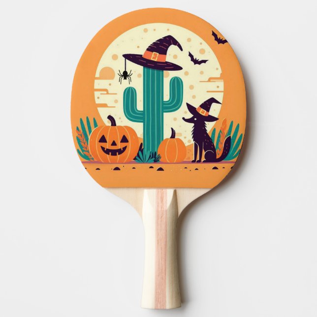 Cute, southwestern Halloween desert/cactus Ping Pong Paddle (Front)