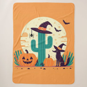 Cute, southwestern Halloween desert/cactus Sherpa Blanket