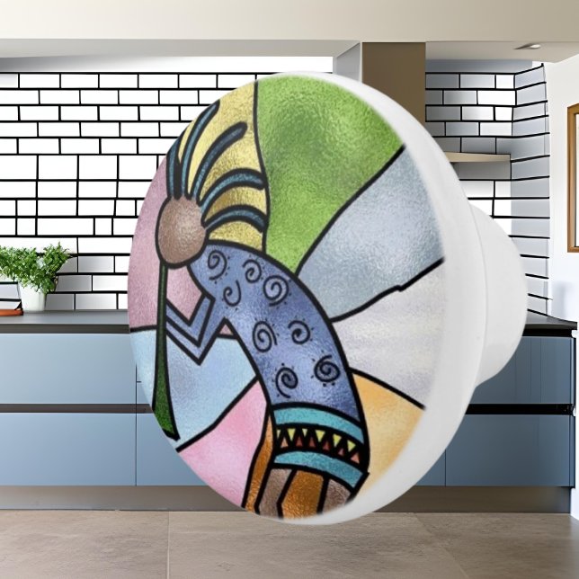 Cute Southwestern room decor faux stained glass Ceramic Knob (Creator Uploaded)