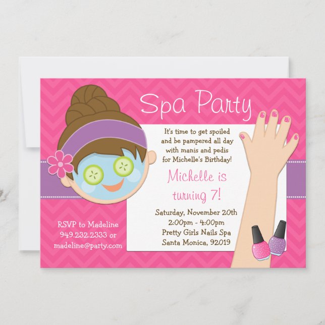 Cute Spa Birthday Party Invitation (Front)
