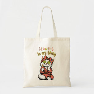 Cute Spa Cat Glowing Is My Thing Skincare Self Car Tote Bag