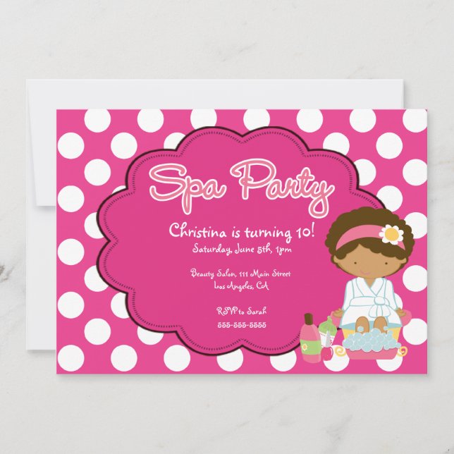 Cute Spa Day Birthday Party Invitation (Front)