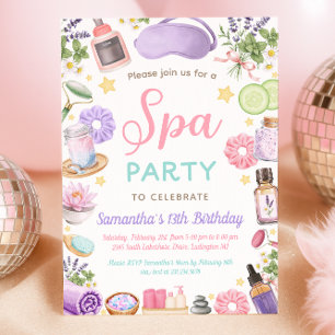 Cute Spa Pamper Party Girl Birthday Invitation