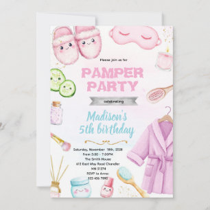 Cute spa pamper slumber party invitation