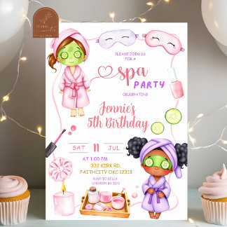 Cute Spa party Girl Birthday  Invitation