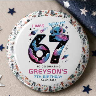 Cute Space 7th Birthday Six & Seven Year Old 3 Cm Round Badge