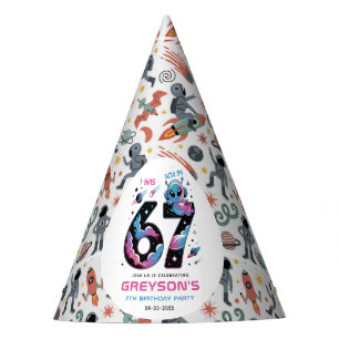 Cute Space 7th Birthday Six & Seven Year Old Party Hat
