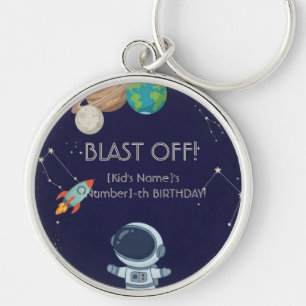Cute Space Adventure Birthday Party Key Ring