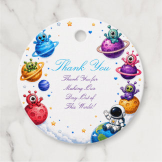 Cute Space Alien Baby Shower Favour Tag