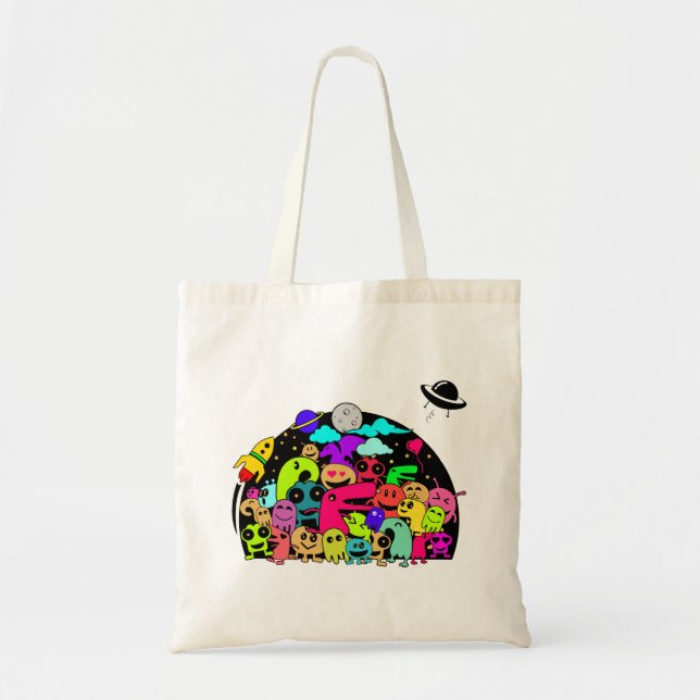 Cute Space Alien Characters Tote Bag (Front)