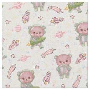 Cute Space Astronaut Bear Seamless Pattern Fabric