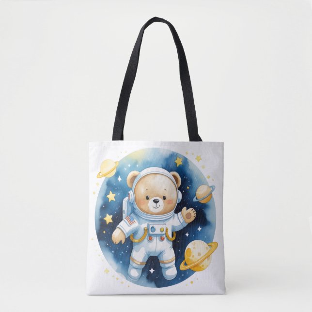 Cute Space Astronaut Bear Tote Bag (Front)