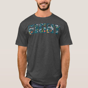 Cute Space Astronaut Pattern Eight, 8th Birthday T T-Shirt