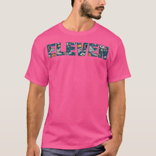 Cute Space Astronaut Pattern Eleven, 11th Birthday T-Shirt