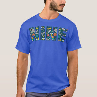 Cute Space Astronaut Pattern Nine, 9th Birthday Pr T-Shirt
