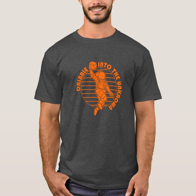 Cute Space Astronaut Playing Basketball T-Shirt (Front)