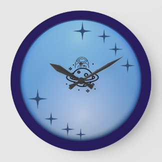 Cute Space Astronaut Wall Clock – Blue Galaxy Star