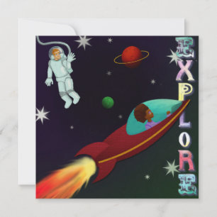 Cute space astronauts card