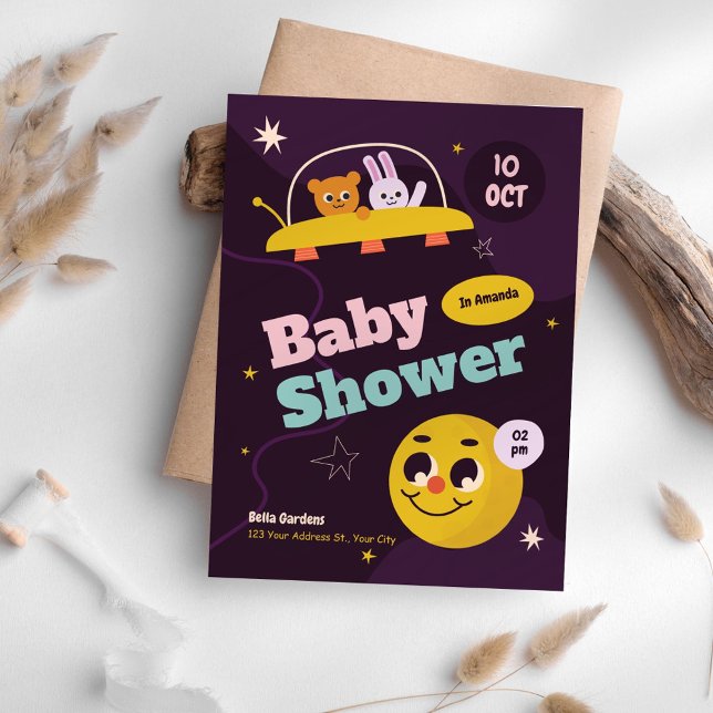 Cute Space Baby Shower Invitation (Creator Uploaded)