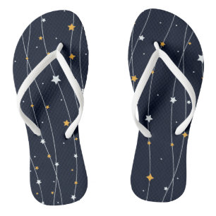 Cute Space Background With Shining Stars Pattern Flip Flops