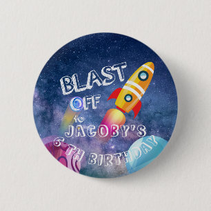Cute Space Birthday Personalised 6 Cm Round Badge