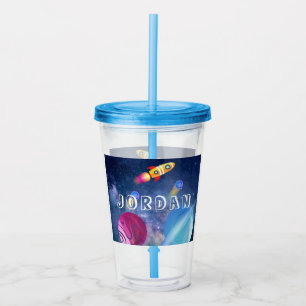 Cute Space Birthday personalised Acrylic Tumbler