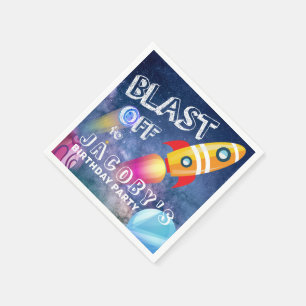 Cute Space Birthday Personalised Napkin