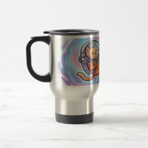 Cute Space Cat Astronaut Coffee Lover Travel Mug
