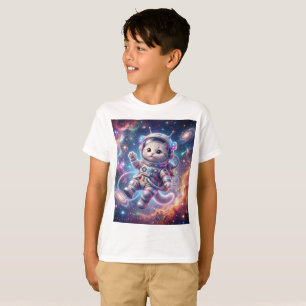 Cute Space Cat Astronaut Illustration T-Shirt
