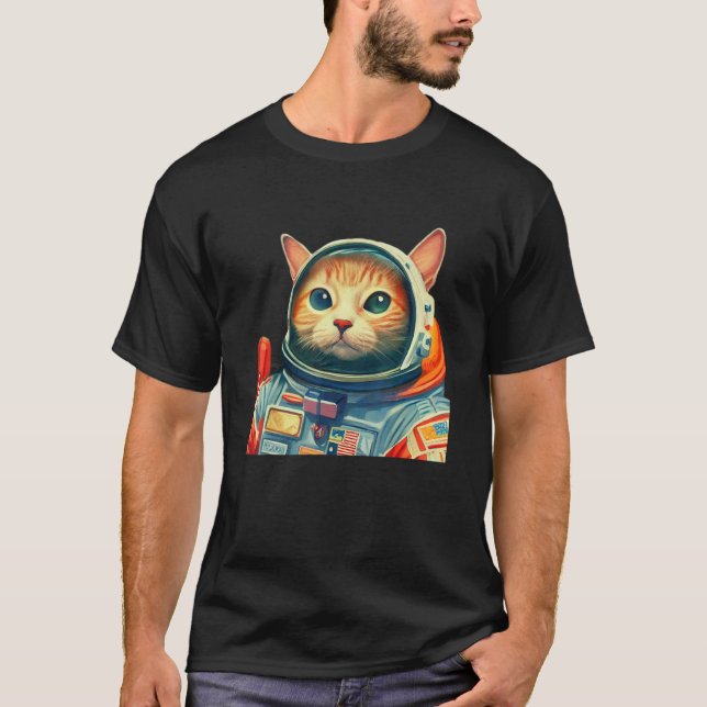 Cute Space Cat Astronaut Kitten Adorable SciFi Pet T-Shirt (Front)
