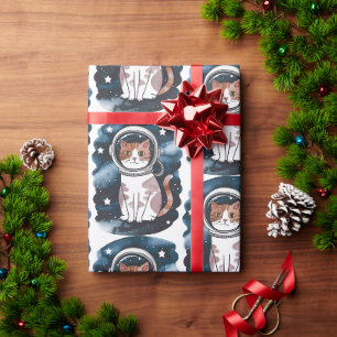Cute Space Cat Astronaut Wrapping Paper