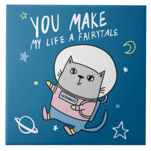 Cute Space Cat  Tile