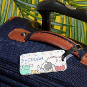 Cute Space Characters Personalised Kids Luggage Tag