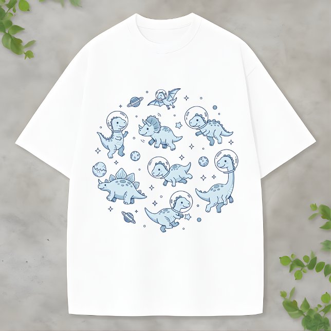 Cute Space Dinosaur Blue Dino Fun Animal Lovers T-Shirt (Creator Uploaded)