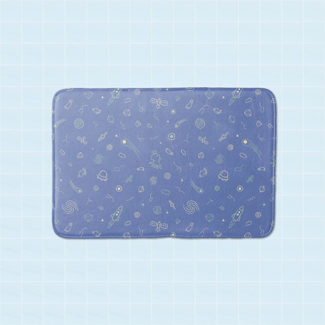 Cute Space Doodle Bath Mat (Step into the stars right after your shower.)
