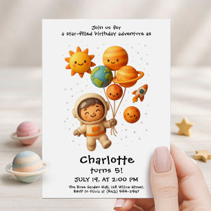 Cute Space Explorer Birthday Card