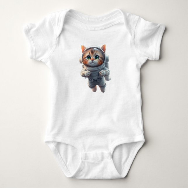 cute space explorer Cat  Baby Bodysuit (Front)